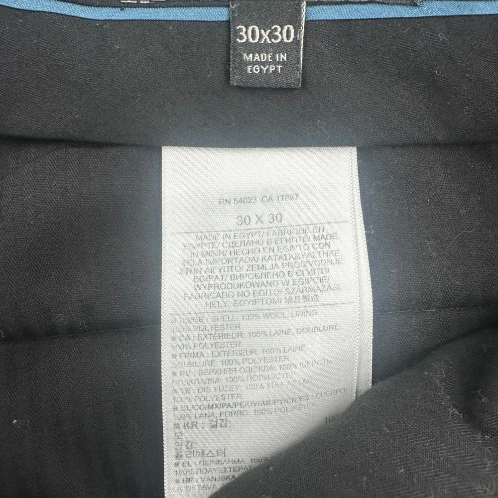 Banana Republic Mens Black 100% Wool Dress Pants Trousers 30x30 Flat Front 596